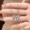 Charming Pink Bow Necklace - Image 3