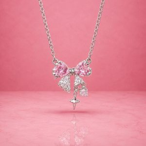 Charming Pink Bow Necklace