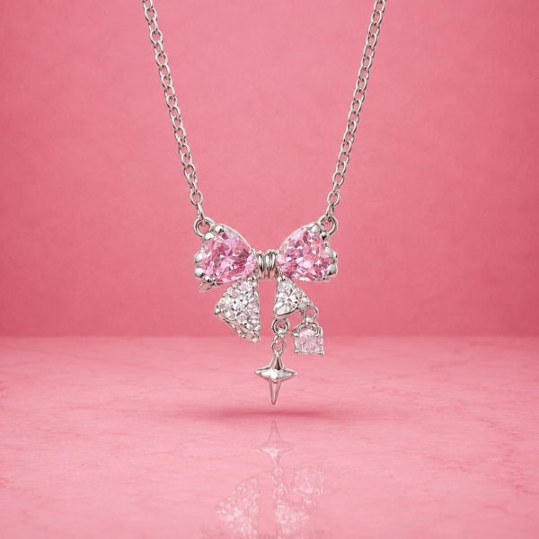 Charming Pink Bow Necklace