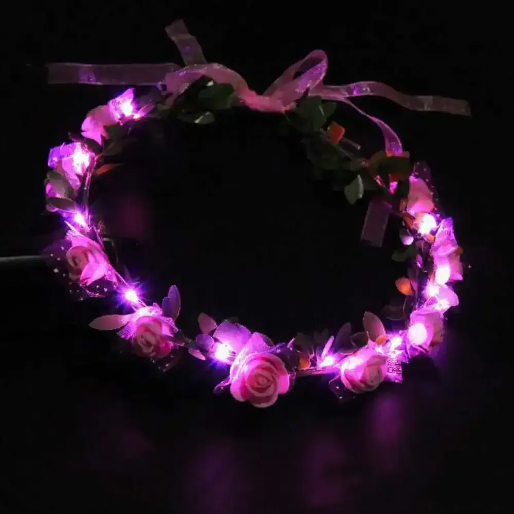 LED Rose Flower Crown Headband