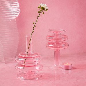 Ribbed Glass Candle Holder