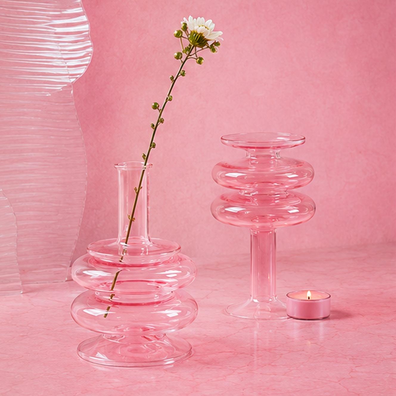 Ribbed Glass Candle Holder