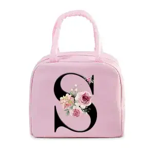 Cute Floral Initial Lunch Bag
