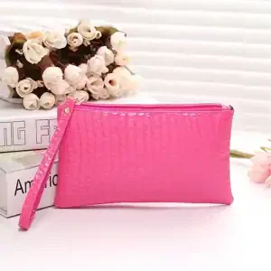 Crocodile Texture Coin Purse – Slim Zipper Wallet Pouch with Wrist Strap for Everyday Carry