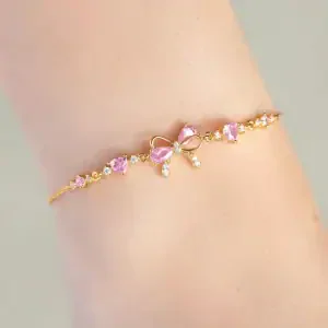 Pink Bow Heart Jewelry – Y2K Zircon Chain