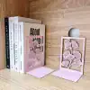 Elegant Pink Ginkgo Bookends, Minimalist Decorative Shelf Supports - Image 2