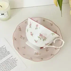 Vintage Pink Rabbit Tea Cup & Saucer Set