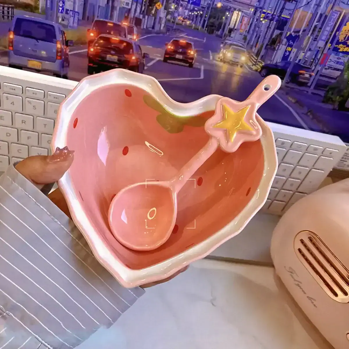 Cute Strawberry Ceramic Bowl Set