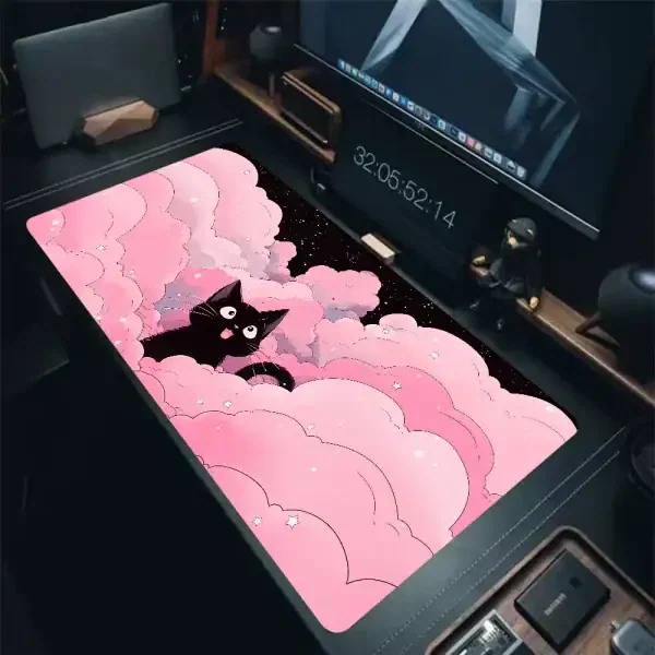 Cute Pink Cat Cloud Desk Mat