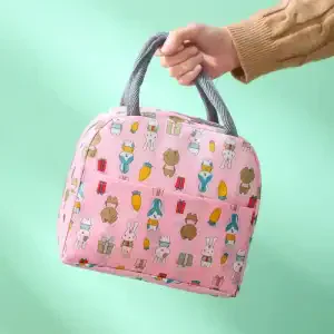 Pink Floral Insulated Lunch Bag