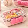Pink Bow Hair Accessories Storage Box – Portable Organizer for Clips, Scrunchies & Hair Ties