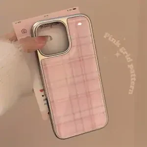 Pink Grid Pattern iPhone Case