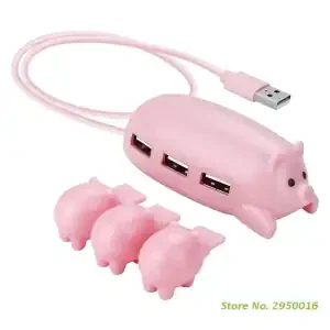 Cute Pig USB Hub Splitter – 3-Port USB 2.0 Multi Port Adapter for Laptop & PC