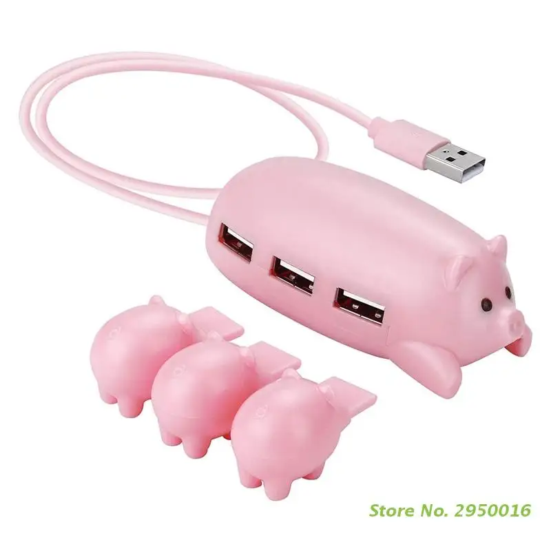 Cute Pig USB Hub Splitter – 3-Port USB 2.0 Multi Port Adapter for Laptop & PC