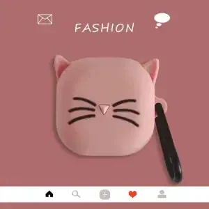 Cute Cat Earbuds Case – Silicone Protective Cover with Keychain for Galaxy Buds