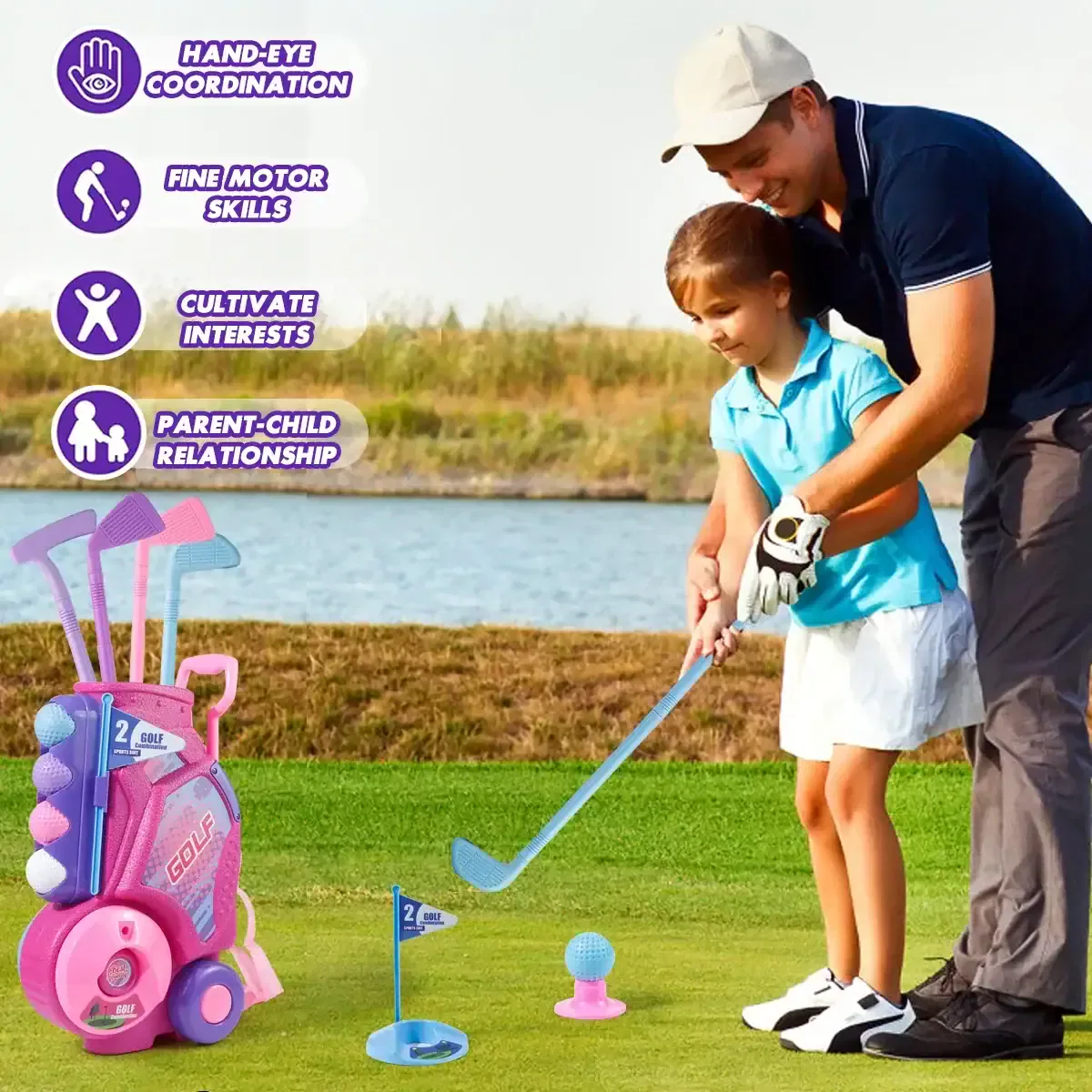 Pink Golf Toy Set with 12 Balls