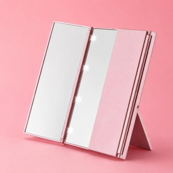 Pink 3-Way LED Travel Makeup Mirror