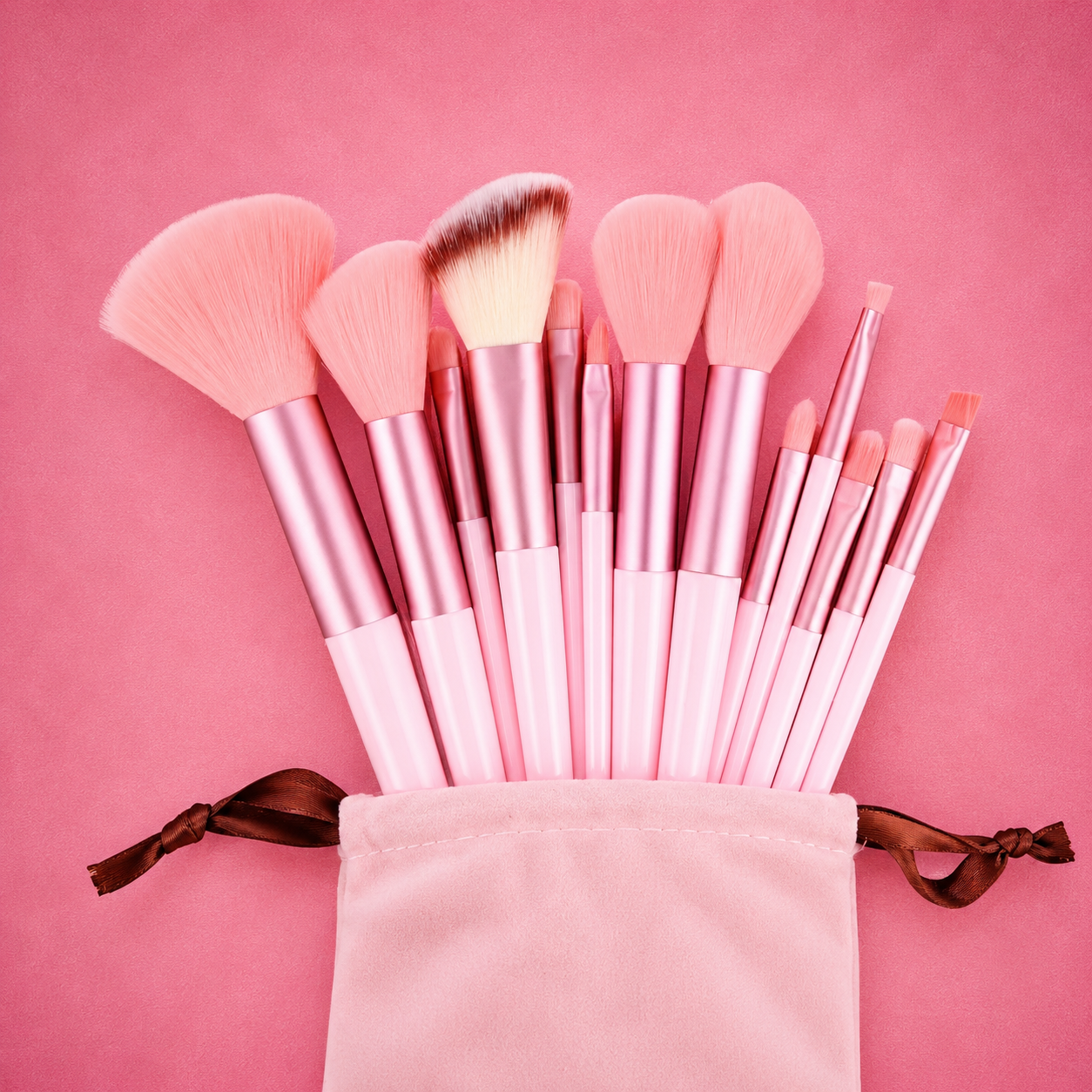 Pink Makeup Brush & Beauty Sponge Set