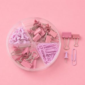 Cute Pink Binder Clips Set