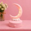 Cute Pink Moon Night Light โ Crescent LED Bedside Lamp for Cozy Glow