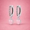 Pink 925 Silver Zircon Dangle Earrings for Women