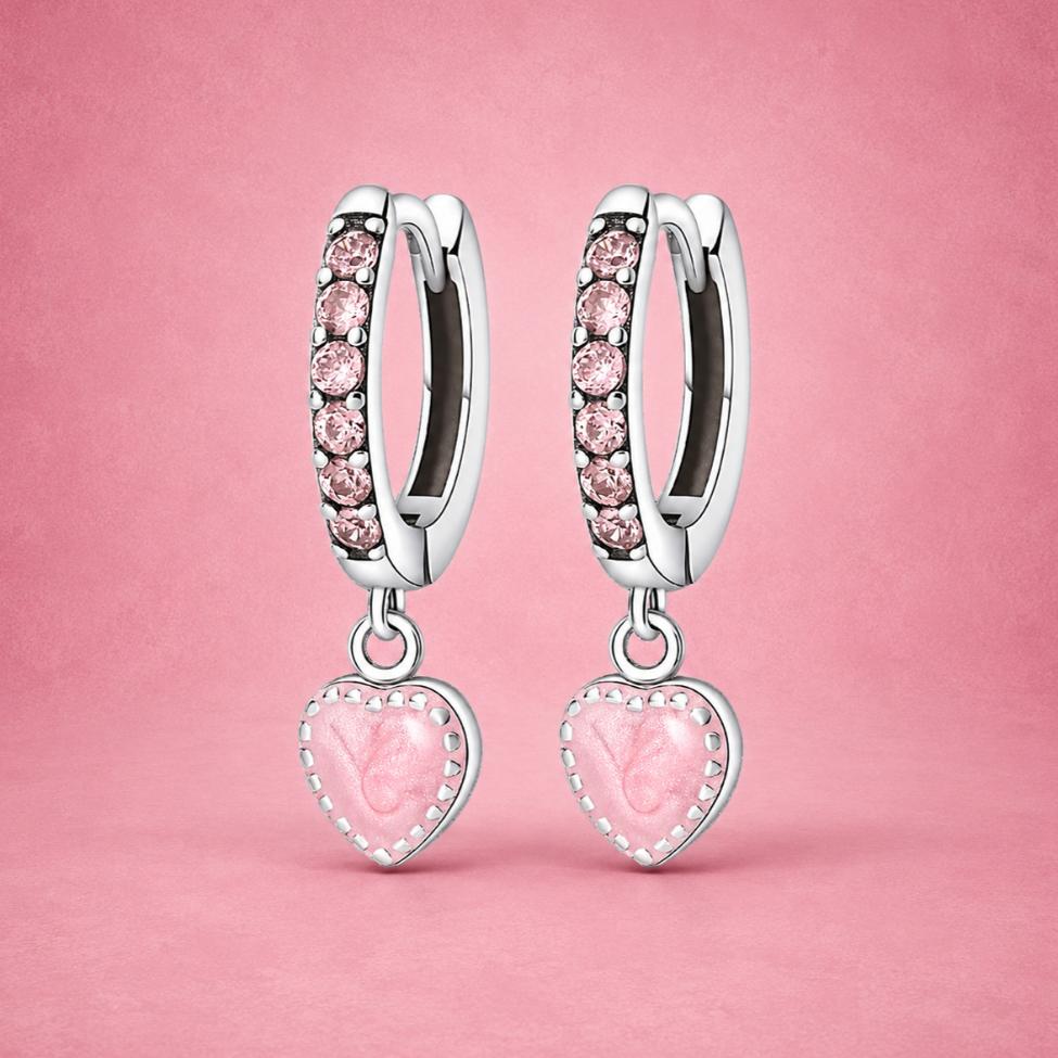 Pink 925 Silver Zircon Dangle Earrings for Women