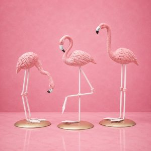 Pink Flamingo Decorative Figurine – Resin Desk & Home Decor Ornament