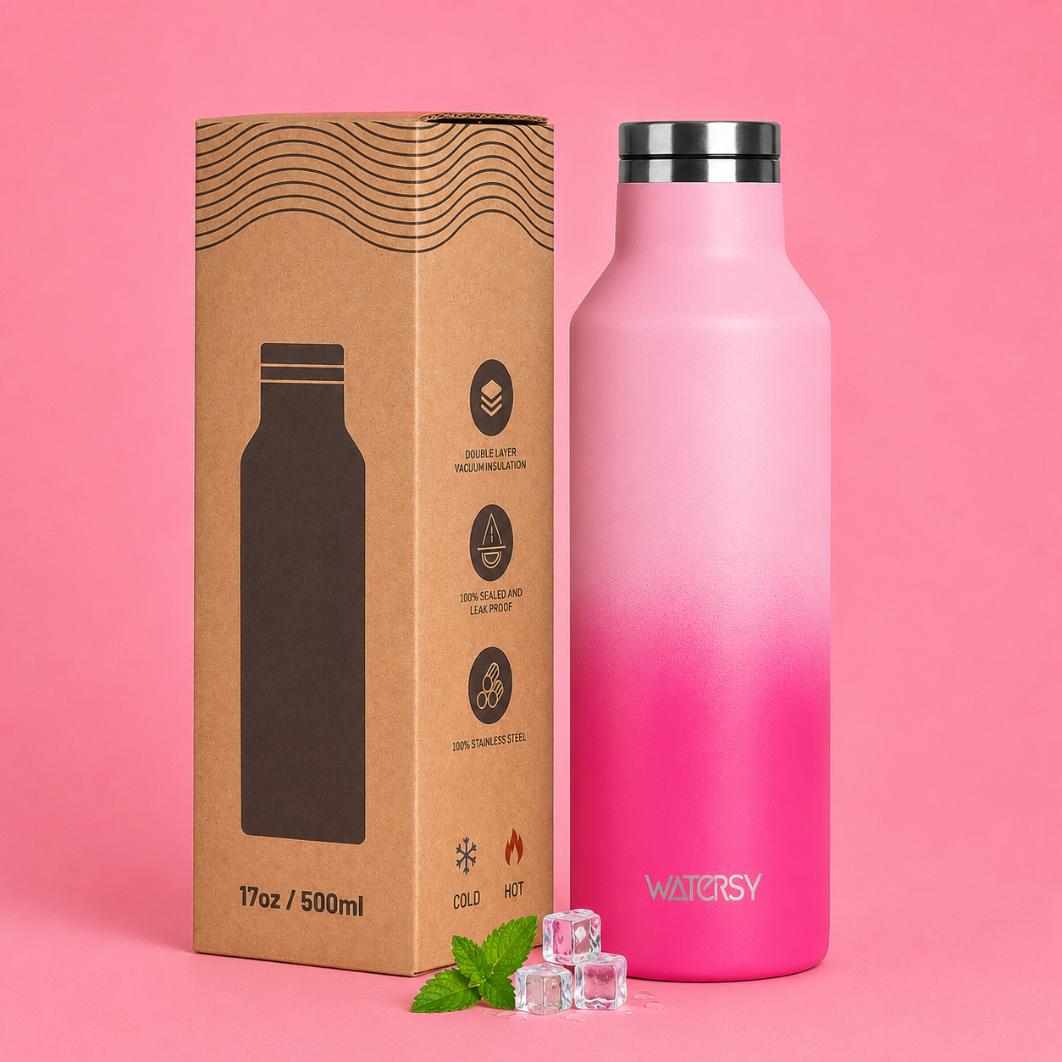 Pink Insulated Water Bottle – Stainless Steel Thermal Flask