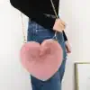Luxury Heart-Shaped Faux Fur Crossbody Bag - Image 2
