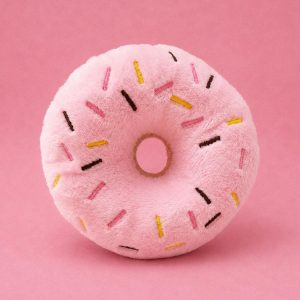 Plush Donut Squeaky Dog Toy